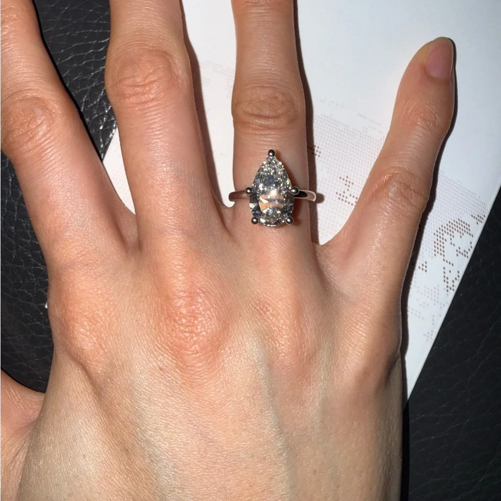 Pear ring Lab-Created Diamond - Picture 3 of 11